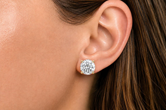 IGI Certified Lab-Grown Diamond Solitaire Stud Earrings in 14K Gold, photo 11