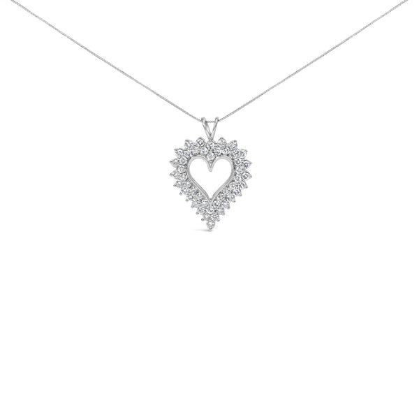 3 Ct. T.W. Round-Cut Diamond Cluster Heart Pendant Necklace in Sterling Silver, photo 1