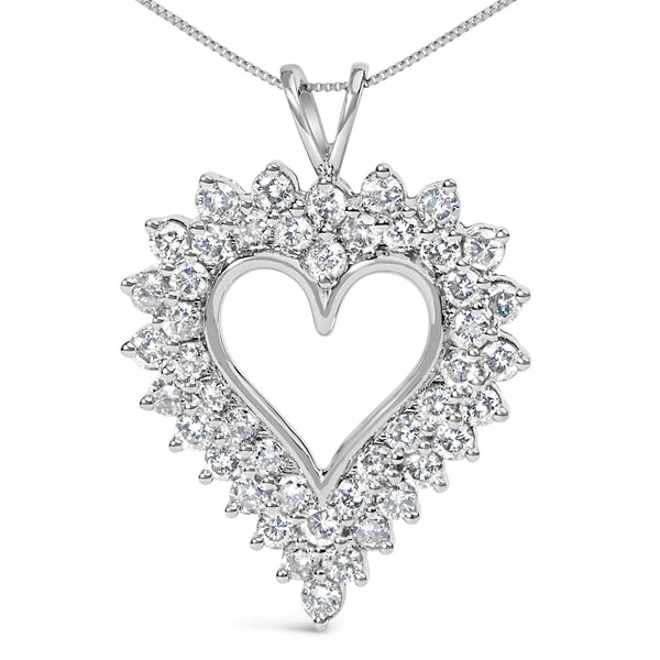 3 Ct. T.W. Round-Cut Diamond Cluster Heart Pendant Necklace in Sterling Silver, photo 2