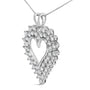 Collar con colgante de corazón en racimo y cadena de caja con diamantes redondos de 3 ct. p.t. en plata de ley, foto 4