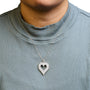 Collar con colgante de corazón en racimo y cadena de caja con diamantes redondos de 3 ct. p.t. en plata de ley, foto 3