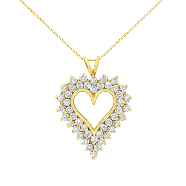 4 Ct. T.W. Round-Cut Diamond Cluster Heart Pendant Necklace in 14K Yellow Gold-Plated Sterling Silver, photo 1