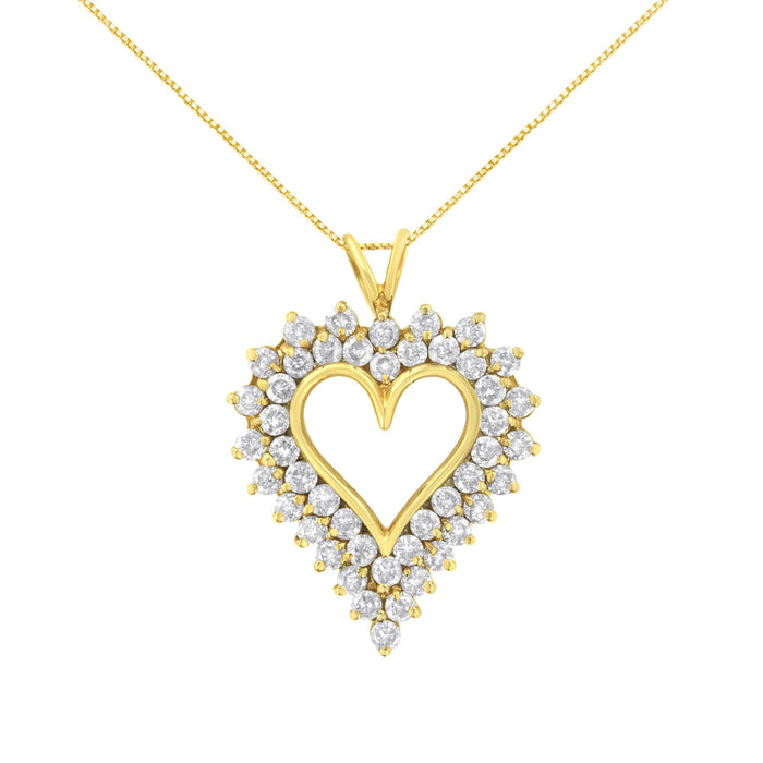 Collar con colgante de corazón en racimo con diamantes redondos de 4 ct. p.t. en plata de ley bañada en oro amarillo de 14K, foto 1