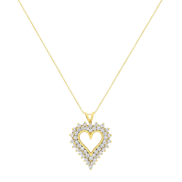 4 Ct. T.W. Round-Cut Diamond Cluster Heart Pendant Necklace in 14K Yellow Gold-Plated Sterling Silver, photo 2