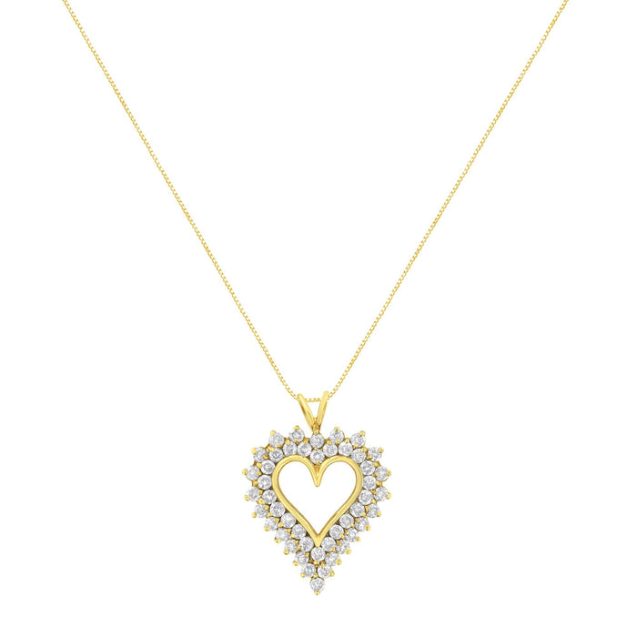 Collar con colgante de corazón en racimo con diamantes redondos de 4 ct. p.t. en plata de ley bañada en oro amarillo de 14K, foto 2