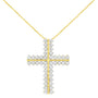 4 Ct. T.W. Diamond Two Row Cross Pendant Necklace in 10K Yellow Gold, photo 1