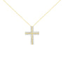 4 Ct. T.W. Diamond Two Row Cross Pendant Necklace in 10K Yellow Gold, photo 2