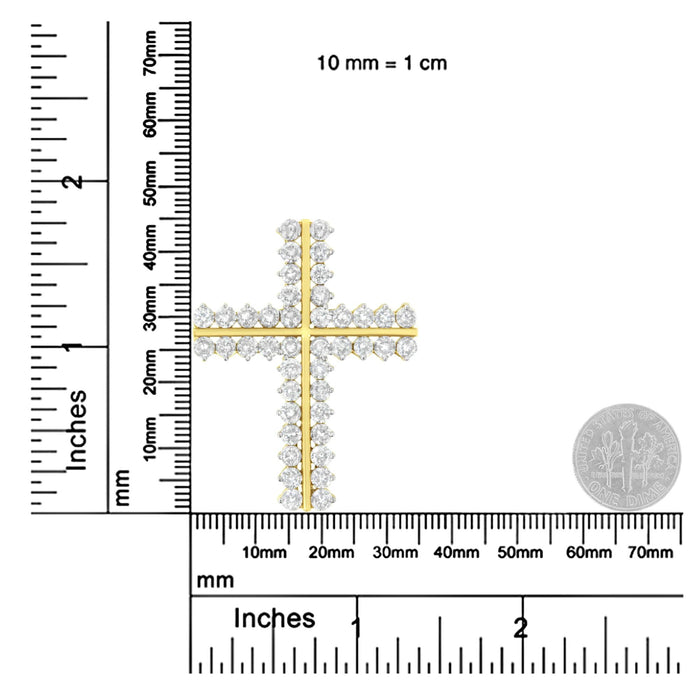 4 Ct. T.W. Diamond Two Row Cross Pendant Necklace in 10K Yellow Gold, photo 6