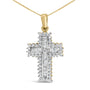 2 Ct. T.W. Multi-Row Diamond Cross Pendant Necklace in 14K Yellow Gold, photo 2