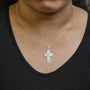 2 Ct. T.W. Multi-Row Diamond Cross Pendant Necklace in 14K Yellow Gold, photo 3