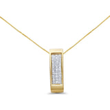 Collar con colgante de bloque de barra vertical con engaste invisible y diamantes de 1/2 ct. p.t. en oro de 14K