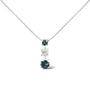 Collar con colgante de 3 piedras con diamantes azules tratados y blancos de 1 1/2 ct. p.t. en oro blanco de 14K, foto 1