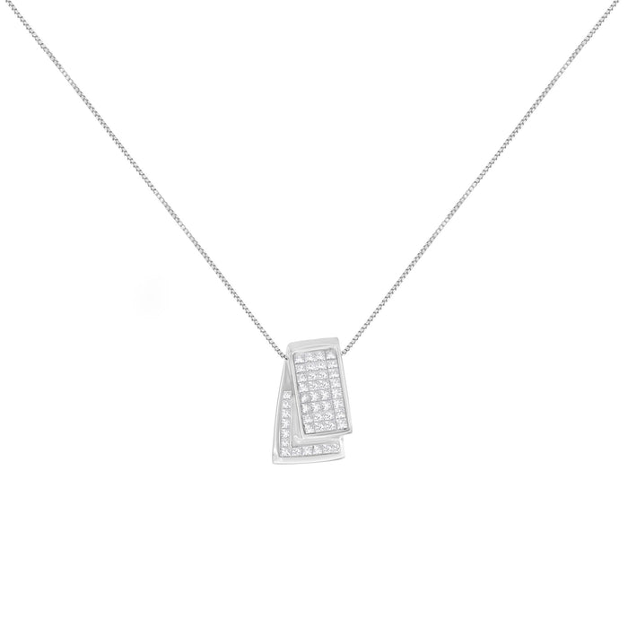Collar con colgante de caja plegable de dos tonos y cadena de caja con diamantes de 1 ct. p.t. en oro de 14K, foto 4