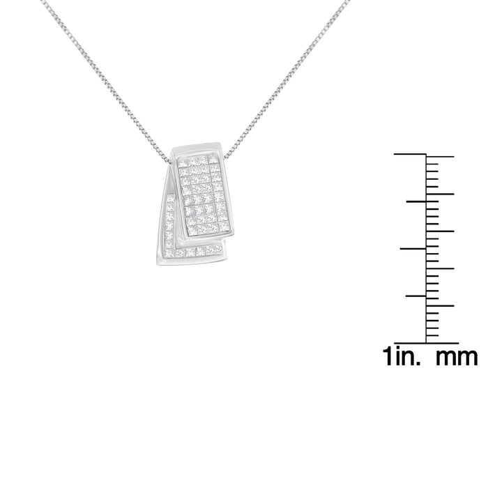 Collar con colgante de caja plegable de dos tonos y cadena de caja con diamantes de 1 ct. p.t. en oro de 14K, foto 10
