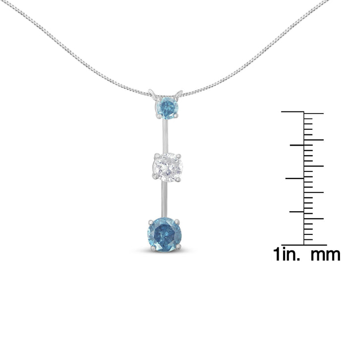 Collar con colgante de diamantes blancos y azules tratados de 1 1/2 ct. p.t. en oro blanco de 14K, foto 6