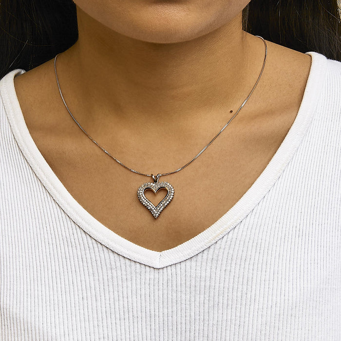 Diamond Heart Pendant Necklace in Sterling Silver, photo 35