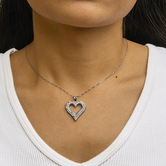 Diamond Heart Pendant Necklace in Sterling Silver, photo 36