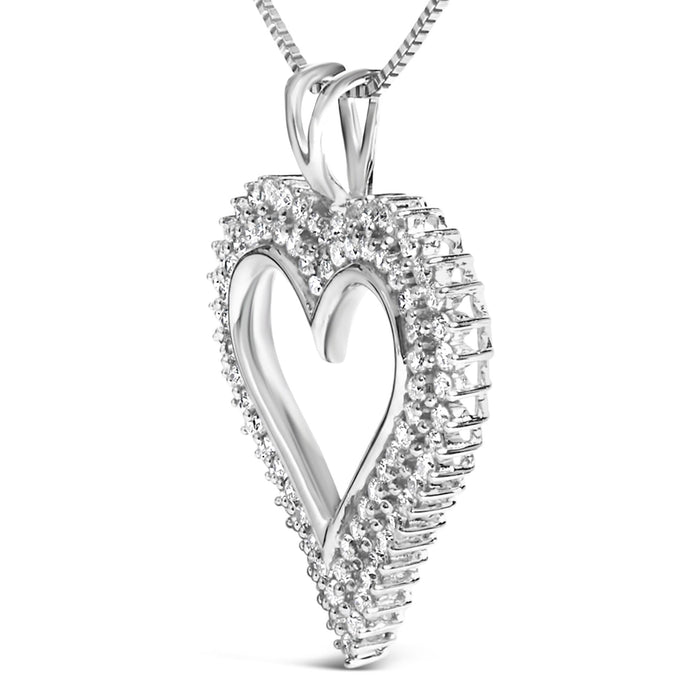 Diamond Heart Pendant Necklace in Sterling Silver, photo 4
