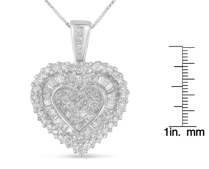 Collar con colgante de corazón con diamantes de 1 ct. p.t. de talla múltiple en oro blanco de 10K, foto 4