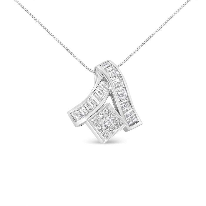 1 7/8 Ct. T.W. Princess and Baguette-Cut Mixed Geometry Diamond Pendant Necklace in 14K White Gold, photo 1
