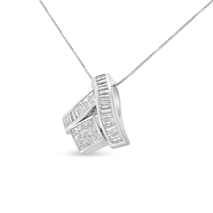 1 7/8 Ct. T.W. Princess and Baguette-Cut Mixed Geometry Diamond Pendant Necklace in 14K White Gold, photo 2