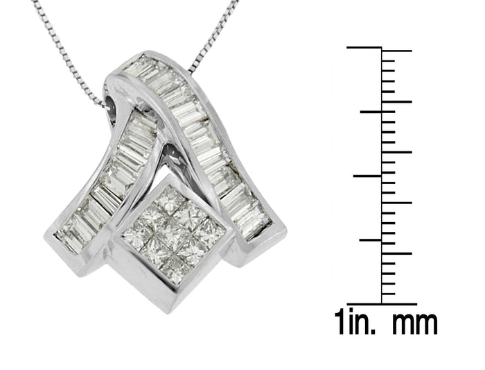 1 7/8 Ct. T.W. Princess and Baguette-Cut Mixed Geometry Diamond Pendant Necklace in 14K White Gold, photo 5
