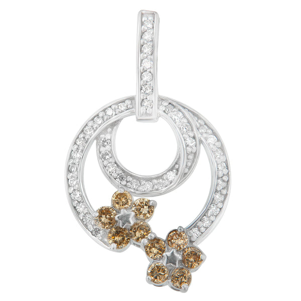 Collar con colgante de jardín floral con diamantes talla redonda de 1 ct. p.t. en plata de ley, foto 1