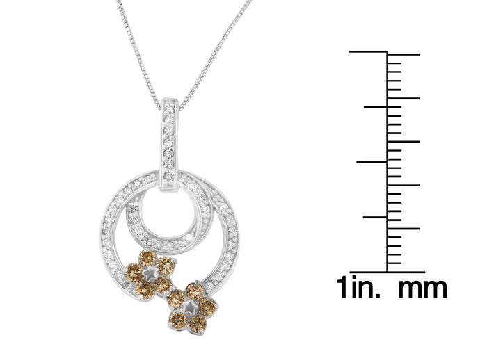Collar con colgante de jardín floral con diamantes talla redonda de 1 ct. p.t. en plata de ley, foto 4