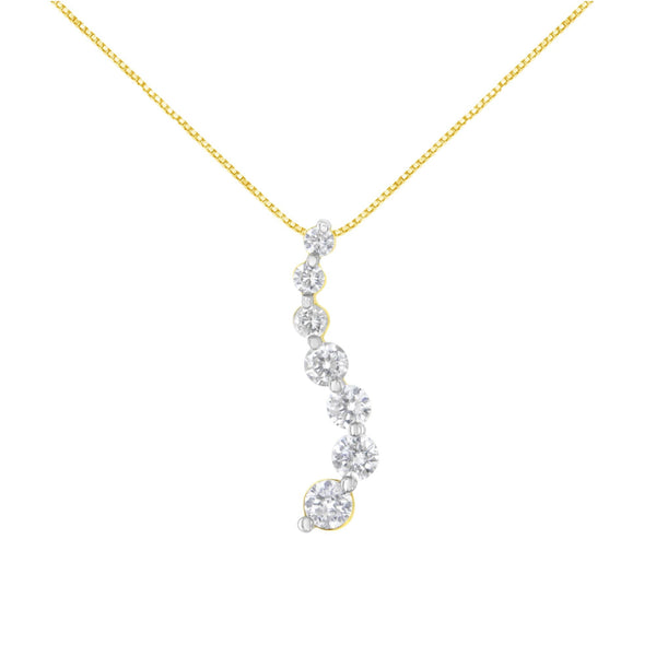 2 Ct. T.W. AGS Certified Baguette and Brilliant Round-Cut Diamond Journey Pendant Necklace in 14K Yellow Gold, photo 1
