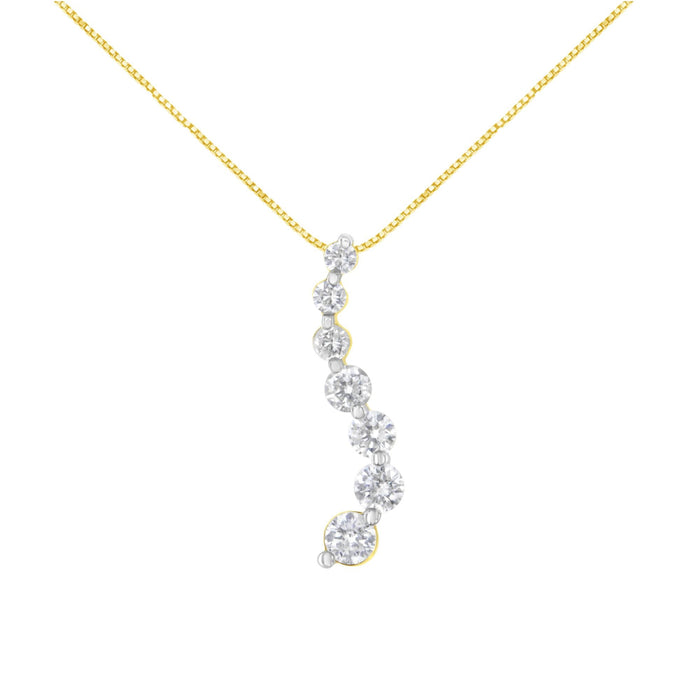 2 Ct. T.W. AGS Certified Baguette and Brilliant Round-Cut Diamond Journey Pendant Necklace in 14K Yellow Gold, photo 1