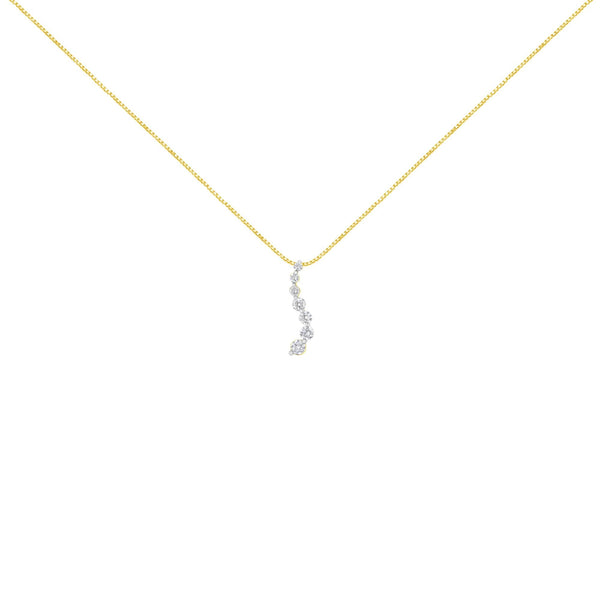 2 Ct. T.W. AGS Certified Baguette and Brilliant Round-Cut Diamond Journey Pendant Necklace in 14K Yellow Gold, photo 2