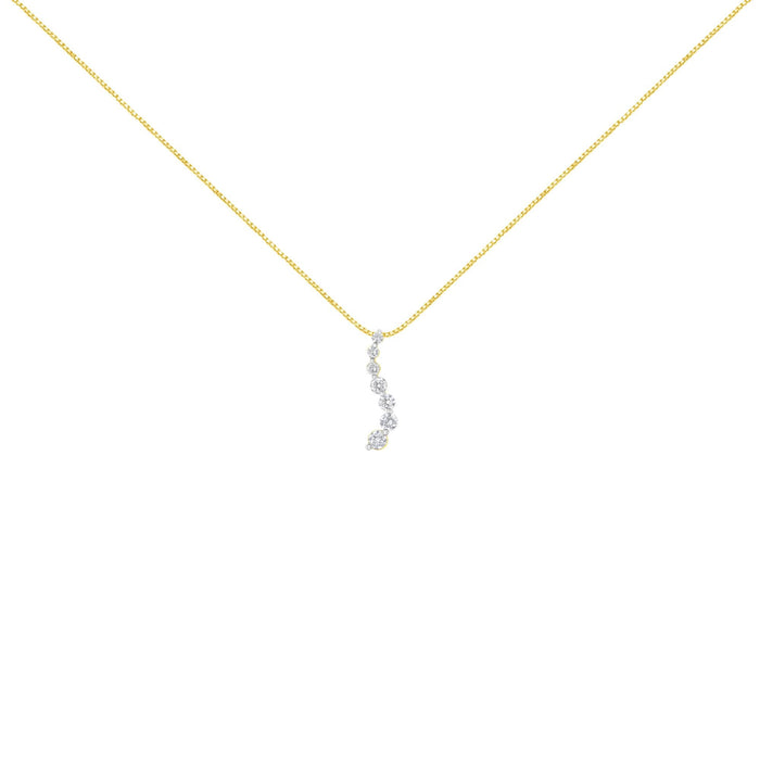 2 Ct. T.W. AGS Certified Baguette and Brilliant Round-Cut Diamond Journey Pendant Necklace in 14K Yellow Gold, photo 2