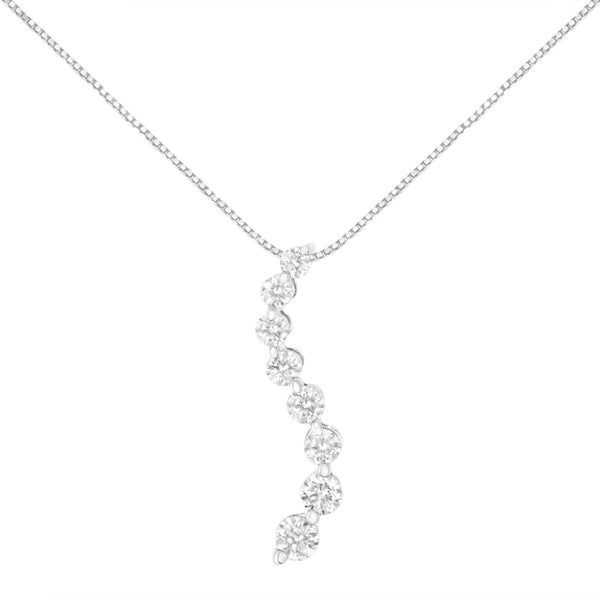 3 Ct. T.W. AGS Certified Baguette and Brilliant Round-Cut Diamond Journey Pendant Necklace in 14K White Gold, photo 1