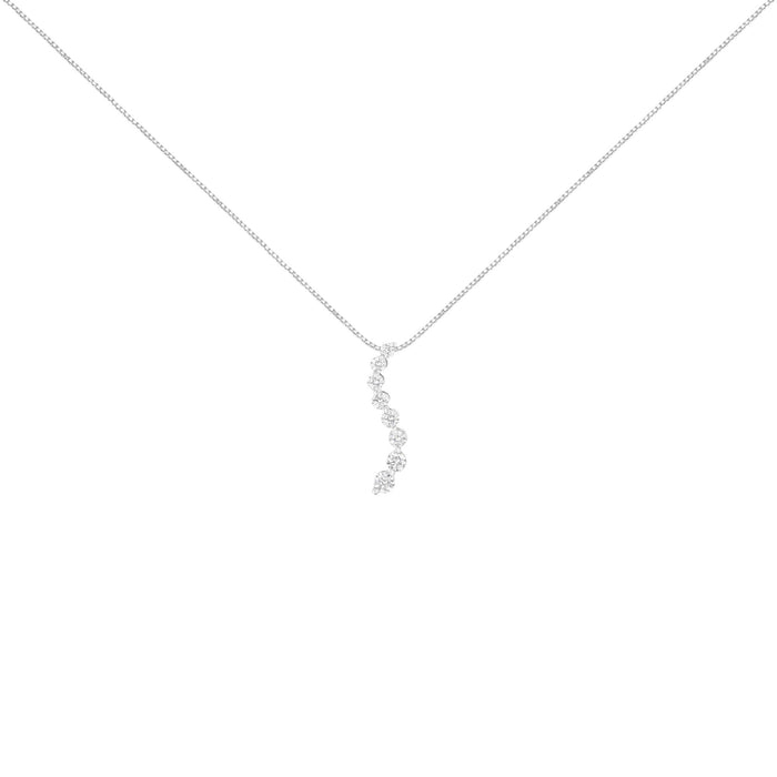 3 Ct. T.W. Round-Brilliant and Baguette-Cut Diamond S Shaped Graduated Pendant Necklace in 14K White Gold, photo 2