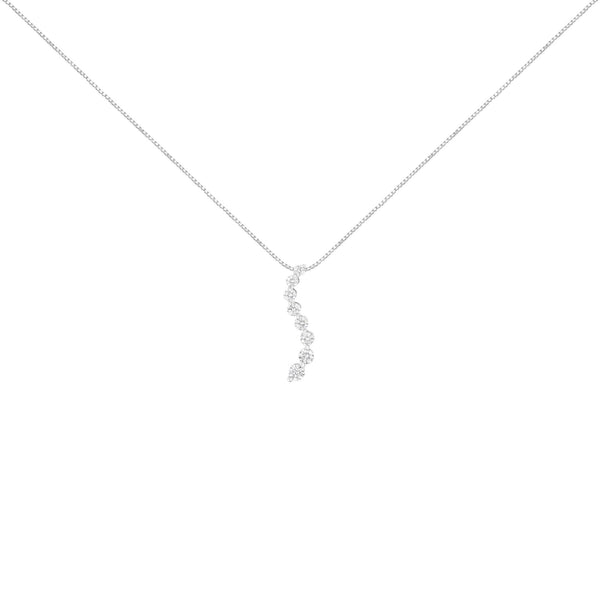 3 Ct. T.W. AGS Certified Baguette and Brilliant Round-Cut Diamond Journey Pendant Necklace in 14K White Gold, photo 2