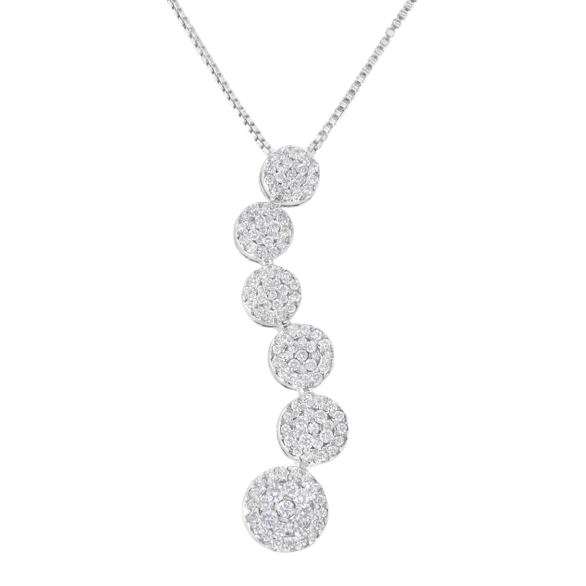 1 Ct. T.W. Diamond Cluster Journey Pendant Necklace in 14K White Gold, photo 1