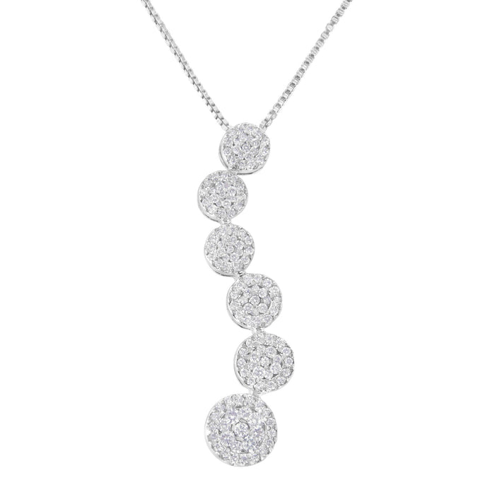 1 Ct. T.W. Diamond Cluster Journey Pendant Necklace in 14K White Gold, photo 1