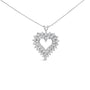 Collar con colgante de corazón calado de dos hileras con diamantes de 4 ct. p.t. en plata de ley, foto 1