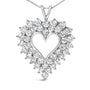 Collar con colgante de corazón calado de dos hileras con diamantes de 4 ct. p.t. en plata de ley, foto 2