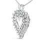 Collar con colgante de corazón calado de dos hileras con diamantes de 4 ct. p.t. en plata de ley, foto 4