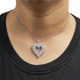 Collar con colgante de corazón calado de dos hileras con diamantes de 4 ct. p.t. en plata de ley, foto 3