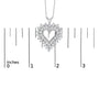 Collar con colgante de corazón calado de dos hileras con diamantes de 4 ct. p.t. en plata de ley, foto 5