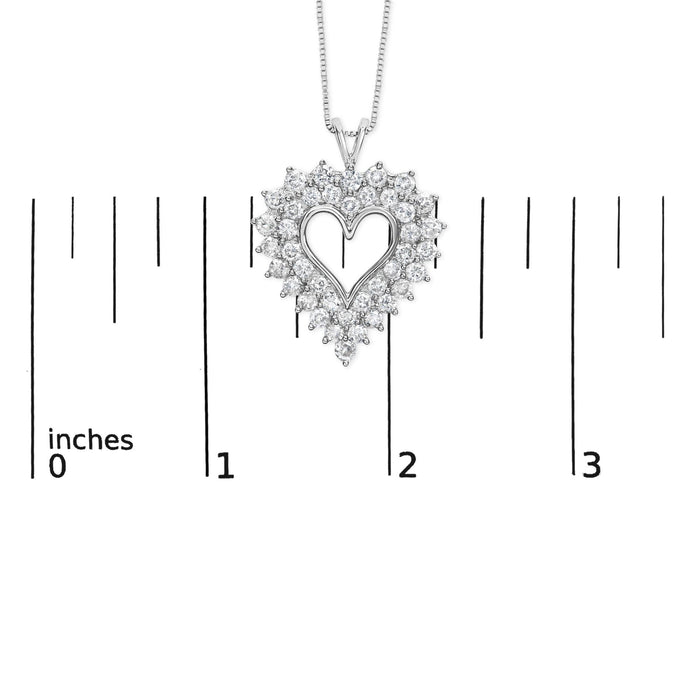 Collar con colgante de corazón calado de dos hileras con diamantes de 4 ct. p.t. en plata de ley, foto 5