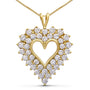Collar con colgante de corazón de marco sombra con diamantes de 4 ct. p.t. en plata de ley bañada en oro amarillo de 14K, foto 1