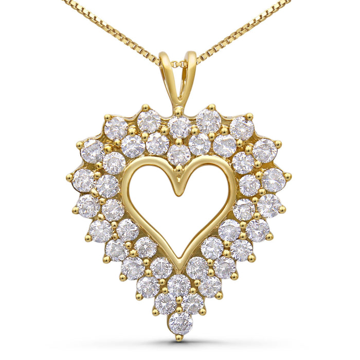 Collar con colgante de corazón de marco sombra con diamantes de 4 ct. p.t. en plata de ley bañada en oro amarillo de 14K, foto 1