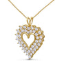 Collar con colgante de corazón de marco sombra con diamantes de 4 ct. p.t. en plata de ley bañada en oro amarillo de 14K, foto 2