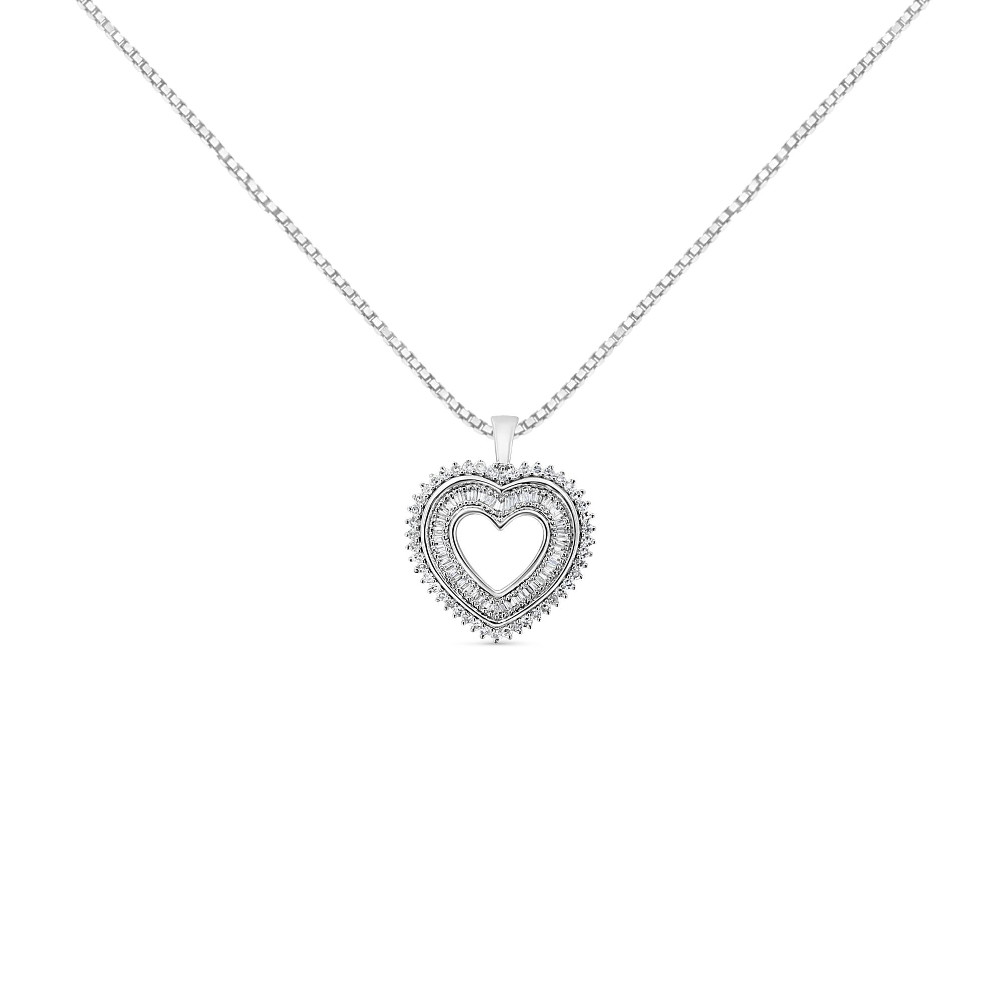 1 Ct. T.W. Diamond Shadow Open Heart Halo Pendant Necklace in Sterling Silver, photo 1