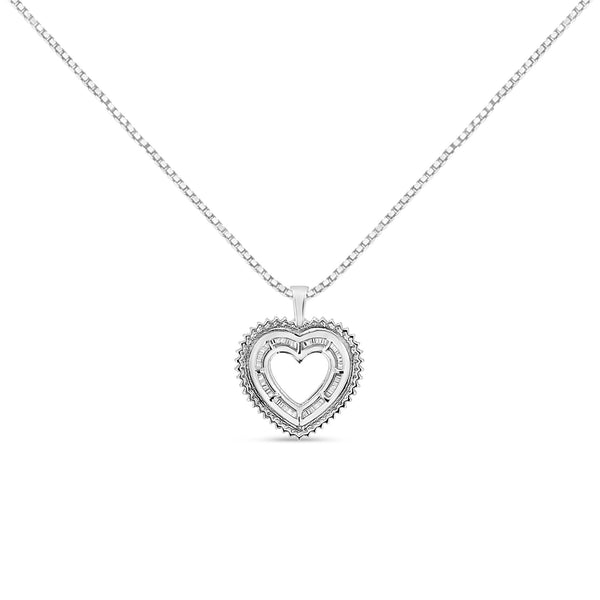 1 Ct. T.W. Diamond Shadow Open Heart Halo Pendant Necklace in Sterling Silver, photo 2