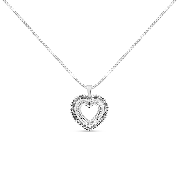 1 Ct. T.W. Diamond Shadow Open Heart Halo Pendant Necklace in Sterling Silver, photo 2