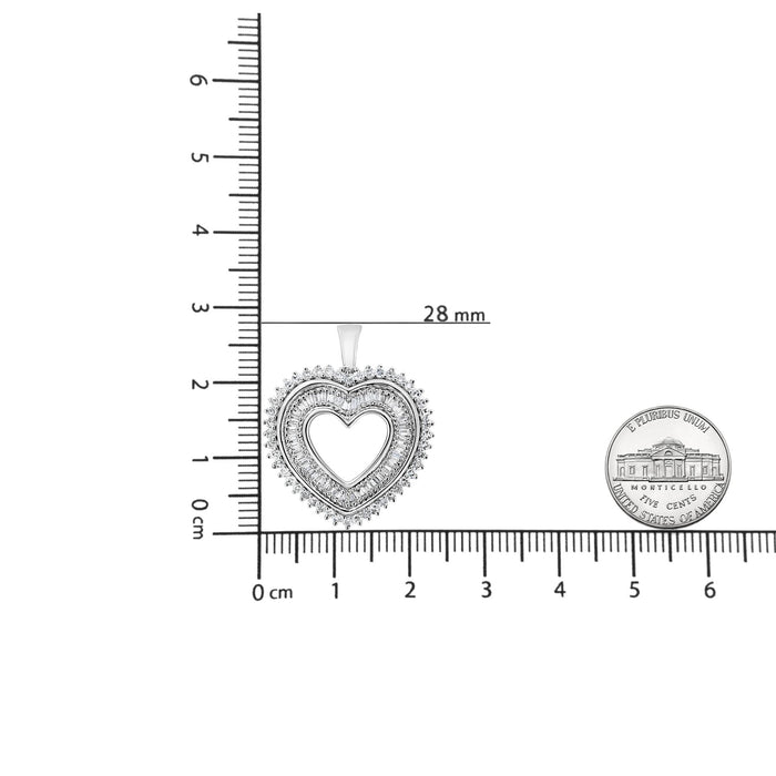 1 Ct. T.W. Diamond Shadow Open Heart Halo Pendant Necklace in Sterling Silver, photo 5